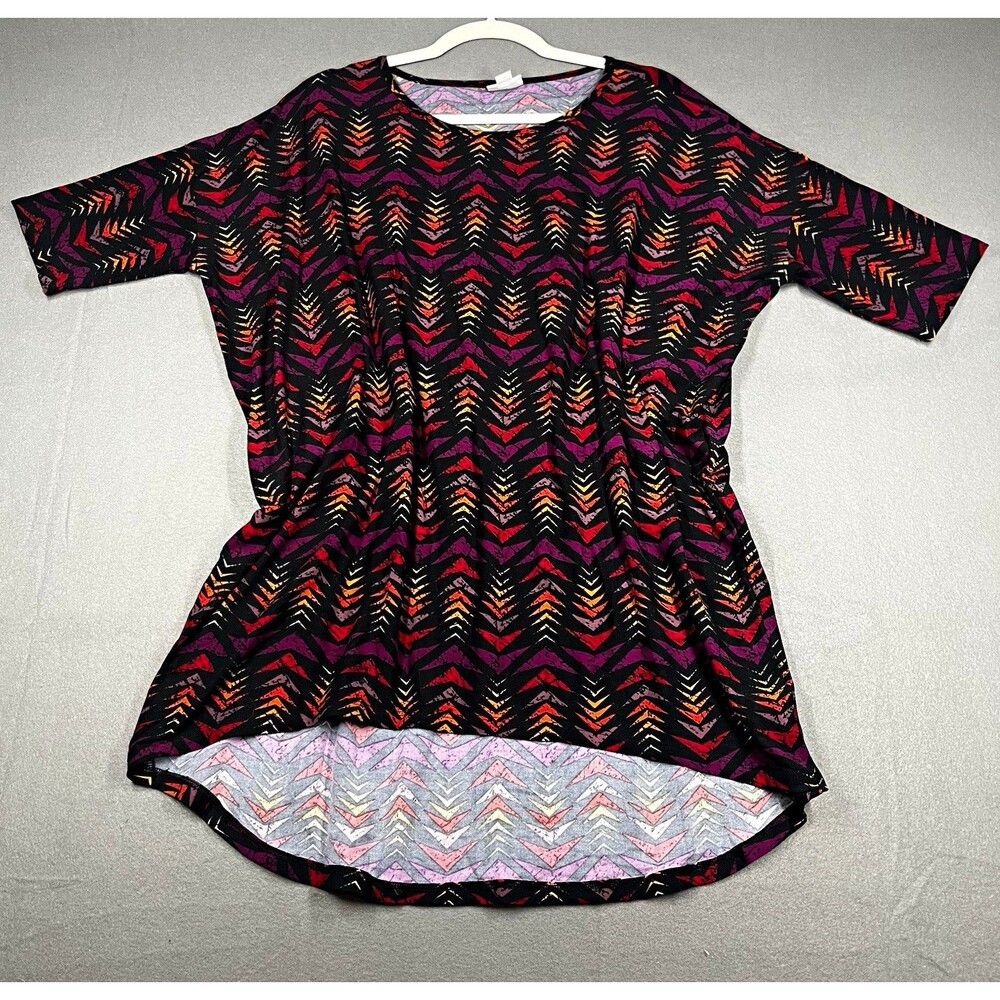 LuLaRoe Women's M Chevron Knit Tunic Top Stretch Round Neck Short Sleeve